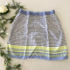 Summer linen stripe nautical pocket skirt small